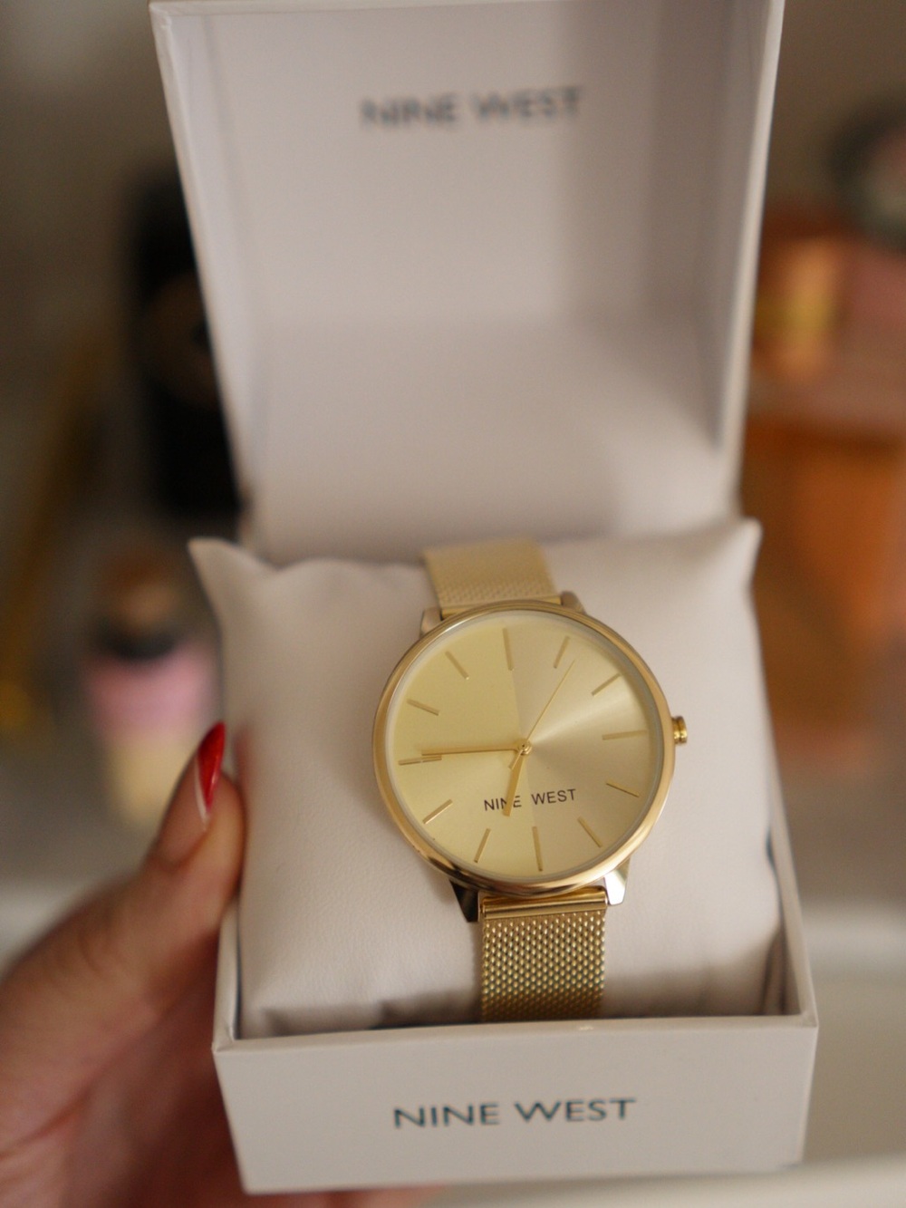 Nine West Gold Dial Mesh Bracelet Watch